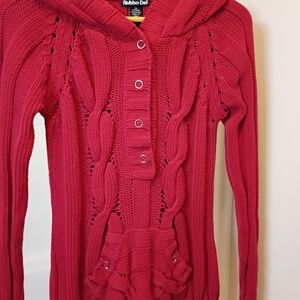 Rubber Doll Women's V-Neck Red Knit Sweater